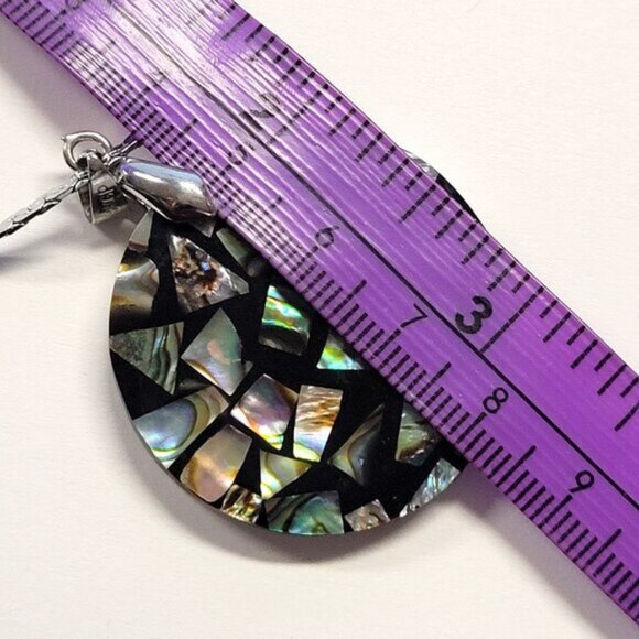 Mens Abalone Pendant Chain Round Genuine Abalone Pendant Necklace - Picture 4 of 9